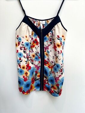 Lauren Conrad, silky zip camisole top, watercolor floral pattern, size small.